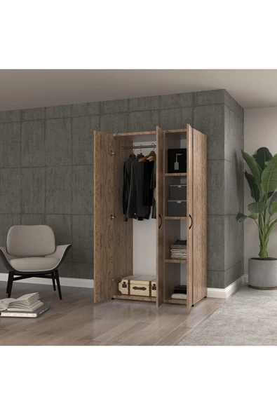 UGİ 3 kapaklı çam elbise dolabı / toparlayıcı / çok amaçlı dolap çam 90 ürün görseli