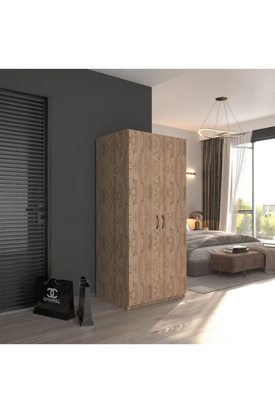 modüleva 2 kapaklı elbise dolabı çam renk 80 ürün görseli