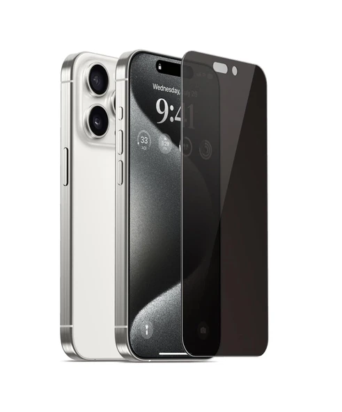 İphone 15 Pro Max Uyumlu Gizliliği Koruma 3D Antistatik Hayalet Ekran Koruyucu - Resim 2