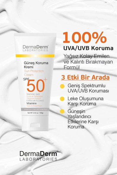 Dermaderm 5 Adet Spf 50+ Güneş Koruma Vitaminli Yüz ve Vücut Güneş Kremi 5 x 100ML. - 4