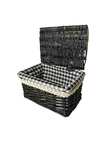 SİYAH KAPAKLI SEPET DİKDÖRTGEN. KÇK 29 X 20 X 15 CM - 3