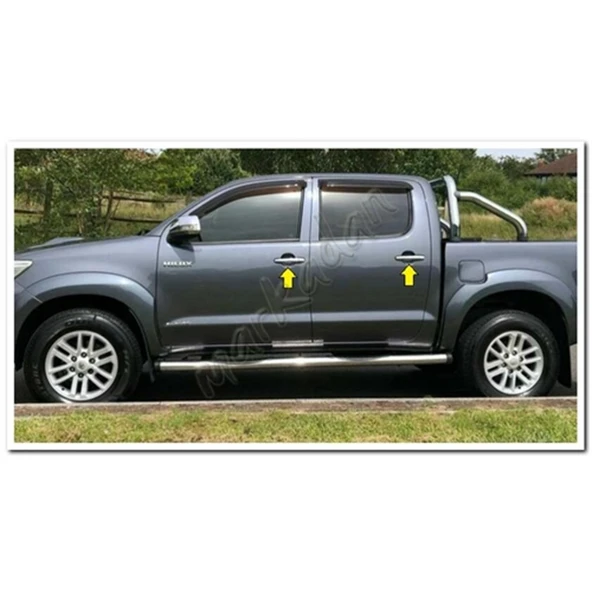 Markadan Toyota Hilux Krom Kapı Kolu 2006-2014 4 Kapı Paslanmaz Çelik - Resim 3