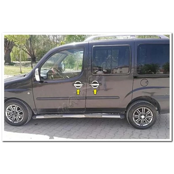 DB Chrome Fiat Doblo Kapı Kolu Nikelajı 2000-2012 4 Kapı P.Çelik - Resim 3