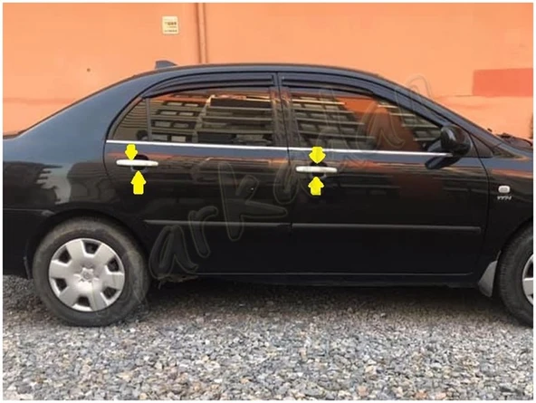 WOC Chrome Toyota Corolla Krom Kapı Kolu 2002-2007 4 Kapı Paslanmaz Çelik - Resim 3