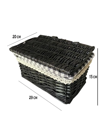 SİYAH KAPAKLI SEPET DİKDÖRTGEN. KÇK 29 X 20 X 15 CM - 2