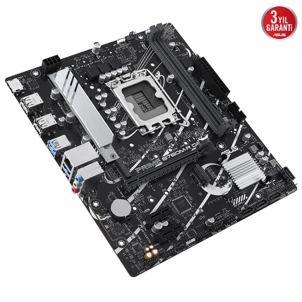 ASUS PRIME B760M-R D4 5333MHz OC DDR4 Soket 1700 M.2 HDMI mATX Anakart - Resim 3
