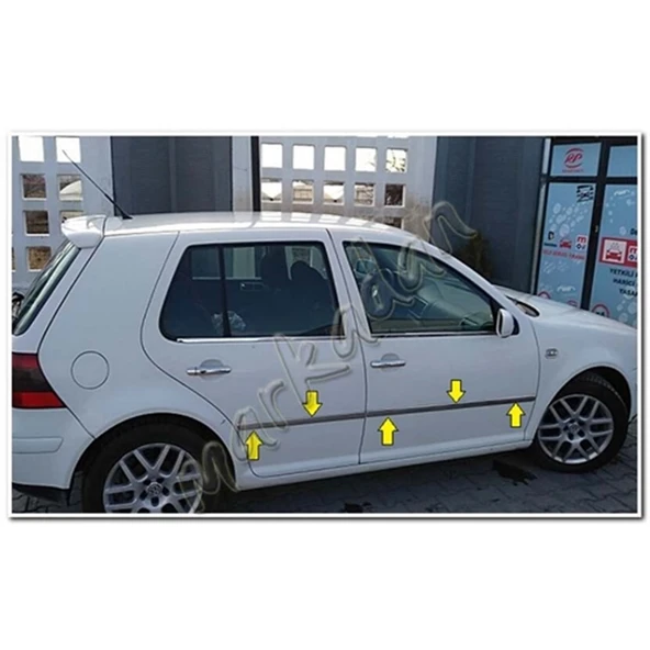 WOC Chrome VW Golf 4 Krom Yan Kapı Çıtası 1998-2004 4 Parça Paslanmaz Çelik - Resim 2