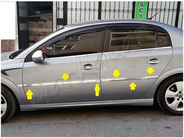 Markadan Opel Vectra C Krom Yan Kapı Çıtası 2002-2009 4 Parça Paslanmaz Çelik - Resim 3
