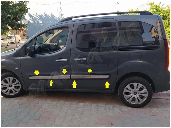 WOC Chrome Peugeot Partner Tepee Krom Yan Kapı Çıtası 2008-2018 4 Parça Paslanmaz Çelik - Resim 2