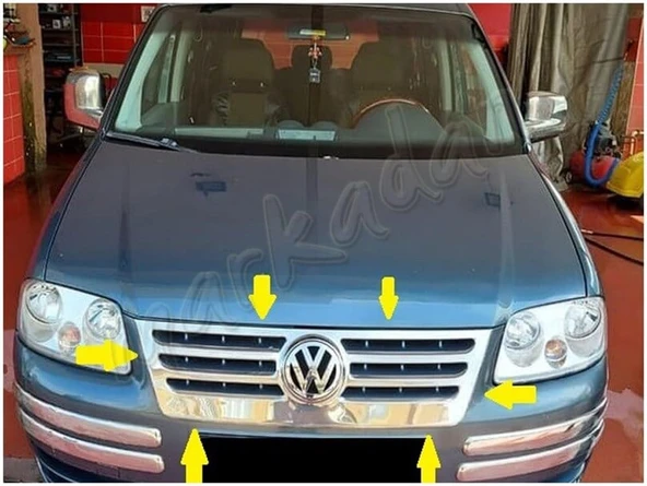 Markadan VW Caddy Krom Ön Panjur Formlu 2004-2010 Paslanmaz Çelik - Resim 3