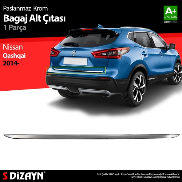 S-Dizayn Nissan Qashqai Krom Bagaj Alt Çıtası 2014-2021 ürün görseli