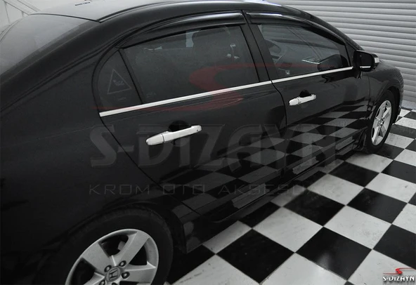 S-Dizayn Honda Civic Krom Cam Çıtası 6 Prç 2006-2012 - Resim 5