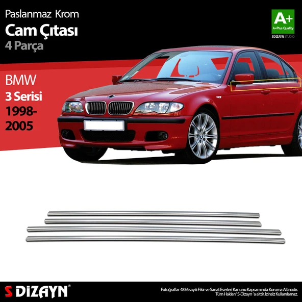 S-Dizayn Bmw 3 Serisi E46 Krom Cam Çıtası 4 Prç 1998-2005 ürün görseli