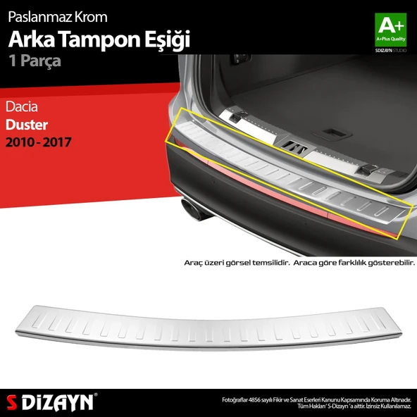 S-Dizayn Dacia Duster Krom Arka Tampon Eşiği 2009-2018 ürün görseli
