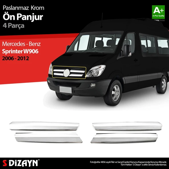 S-Dizayn Mercedes Sprinter W906 Krom Ön Panjur 4 Prç 2006-2012 - Resim 5
