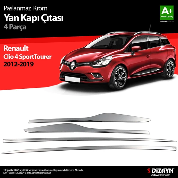 S-Dizayn Renault Clio 4 Sporttourer Krom Yan Kapı Çıtası 4 Prç. 2012-2019 ürün görseli