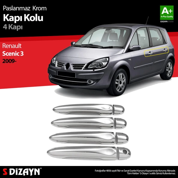 S-Dizayn Renault Scenic 3 Krom Kapı Kolu 4 Prç 2010-2013 ürün görseli