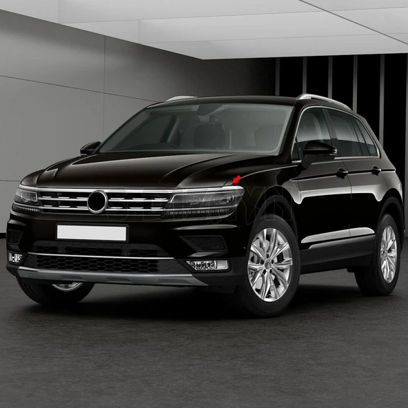 S-Dizayn VW Tiguan Krom Far Üst Çıtası 3 Prç. 2016-2020 - Resim 7