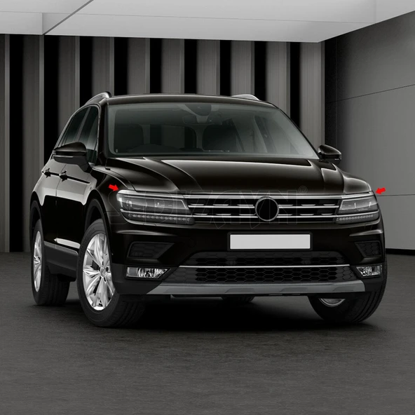 S-Dizayn VW Tiguan Krom Far Üst Çıtası 3 Prç. 2016-2020 - Resim 8