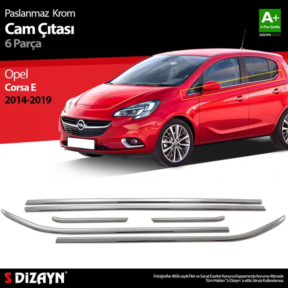 S-Dizayn Opel Corsa E Krom Cam Çıtası 6 Prç. 2015-2019 ürün görseli