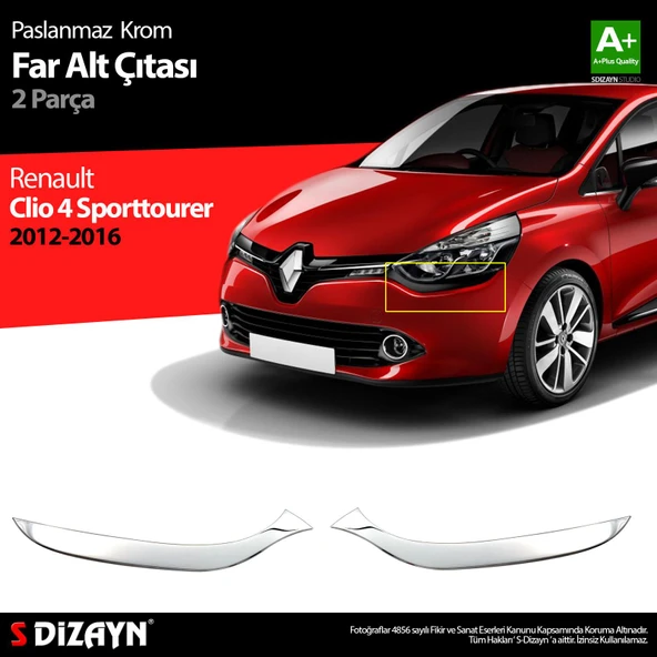 S-Dizayn Renault Clio 4 Sporttourer Krom Far Alt Çıtası 2 Prç. 2012-2016 ürün görseli