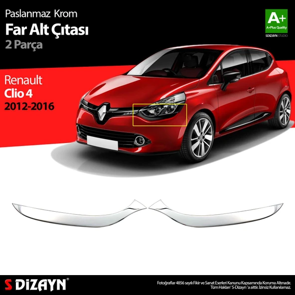 S-Dizayn Renault Clio 4 HB Krom Far Alt Çıtası 2012-2016 ürün görseli