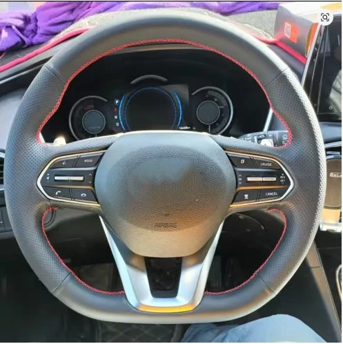 Hyundai Santa Fe 2019-2020 Araca Özgü Dikmeli Direksiyon Kılıfı ürün görseli