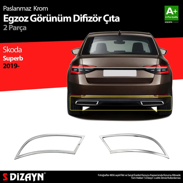 S-Dizayn Skoda Superb Krom Egzoz Çıkışı 2 Parça 2020-2023 ürün görseli