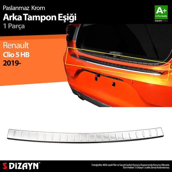 S-Dizayn Renault Clio 5 Krom Arka Tampon Eşiği 2019 Üzeri ürün görseli