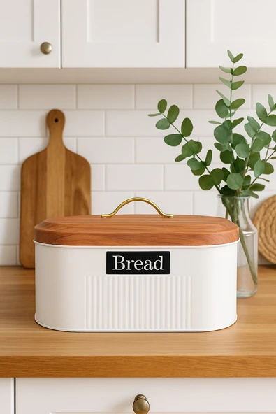 Modern Beyaz Metal Ekmeklik & Ekmek Sepeti 34*19*16 cm ürün görseli