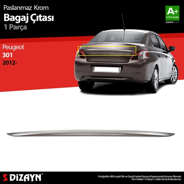 S-Dizayn Peugeot 301 Krom Bagaj Çıtası 2012-2017 ürün görseli