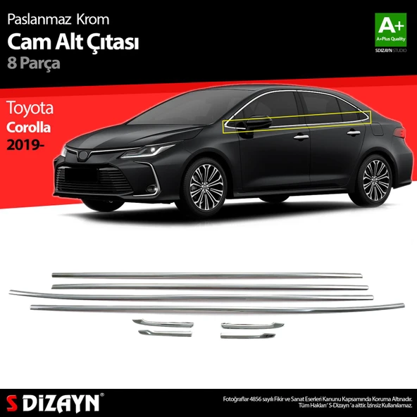 S-Dizayn Toyota Corolla Krom Cam Çıtası 8 Prç. 2019 Üzeri ürün görseli