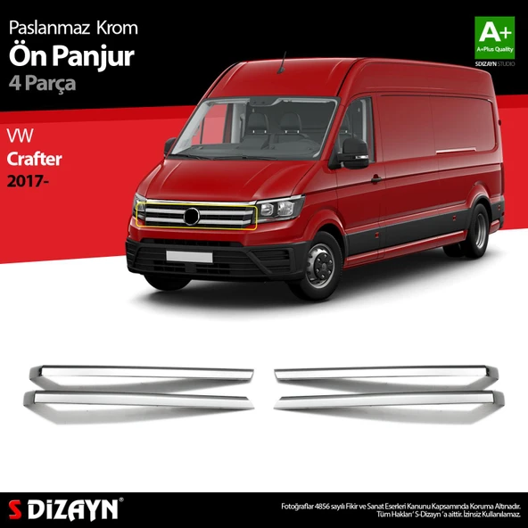 S-Dizayn VW Crafter Krom Ön Panjur 4 Prç 2017 Üzeri ürün görseli