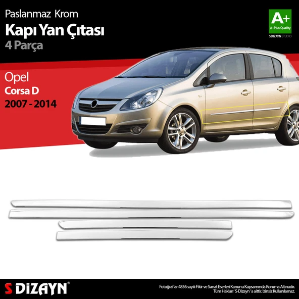 S-Dizayn Opel Corsa D Krom Kapı Yan Çıtası 2007-2014 ürün görseli