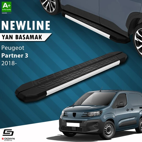 S-Dizayn Peugeot Partner 3 NewLine Aluminyum Yan Basamak 203 Cm 2018 Üzeri A+ Kalite ürün görseli