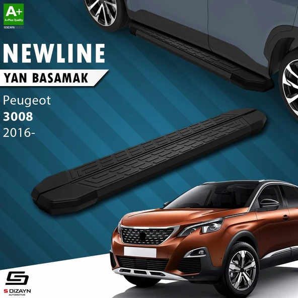 S-Dizayn Peugeot 3008 2 NewLine Siyah Yan Basamak 183 Cm 2016-2023 A+ Kalite ürün görseli