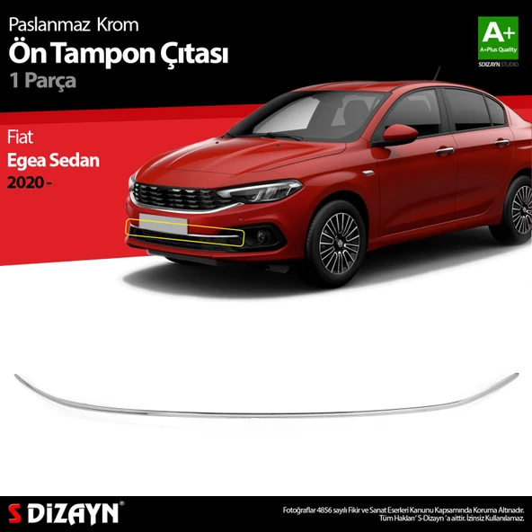 S-Dizayn Fiat Egea Sedan Krom Ön Tampon Çıtası 2020 Üzeri ürün görseli