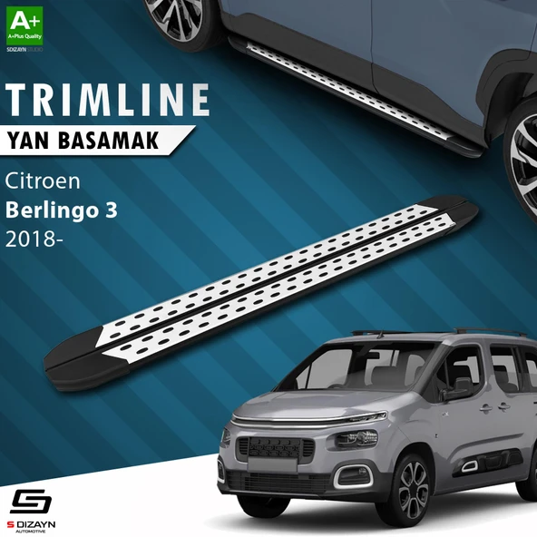 S-Dizayn Citroen Berlingo 3 Uzun Şase TrimLine Gri Yan Basamak 220 Cm 2018 Üzeri A+ Kalite ürün görseli