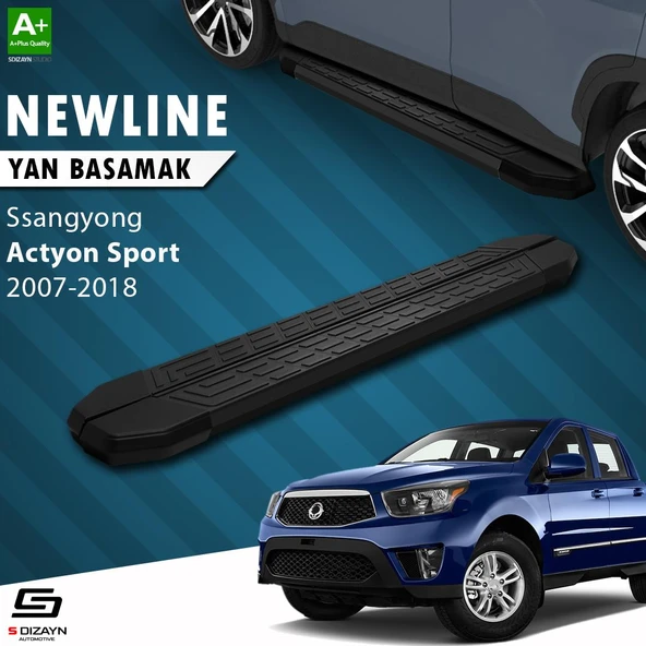 S-Dizayn Ssangyong Actyon Sports NewLine Siyah Yan Basamak 203 Cm 2007-2018 A+ Kalite ürün görseli