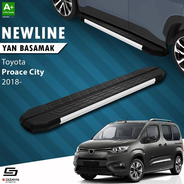 S-Dizayn Toyota Proace City Kısa Şase NewLine Aluminyum Yan Basamak 203 Cm 2018 Üzeri A+ Kalite ürün görseli