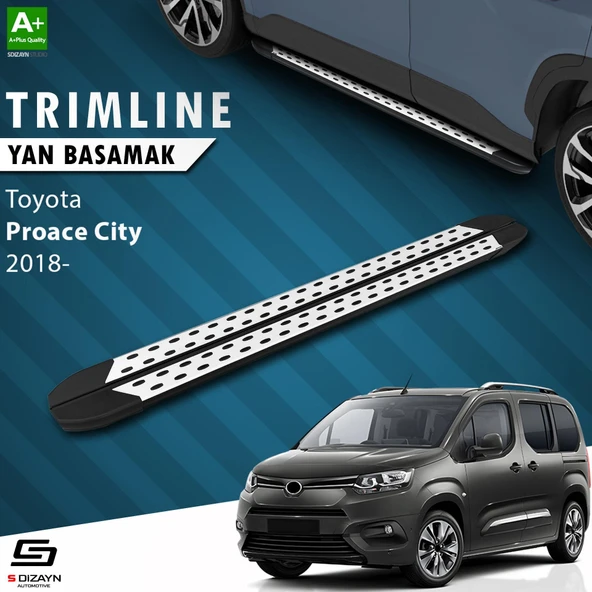 S-Dizayn Toyota Proace City Uzun Şase TrimLine Gri Yan Basamak 220 Cm 2018 Üzeri A+ Kalite ürün görseli