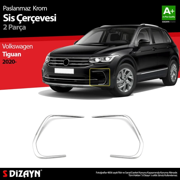 S-Dizayn VW Tiguan Krom Sis Çerçevesi 2 Prç. 2020-2024 ürün görseli