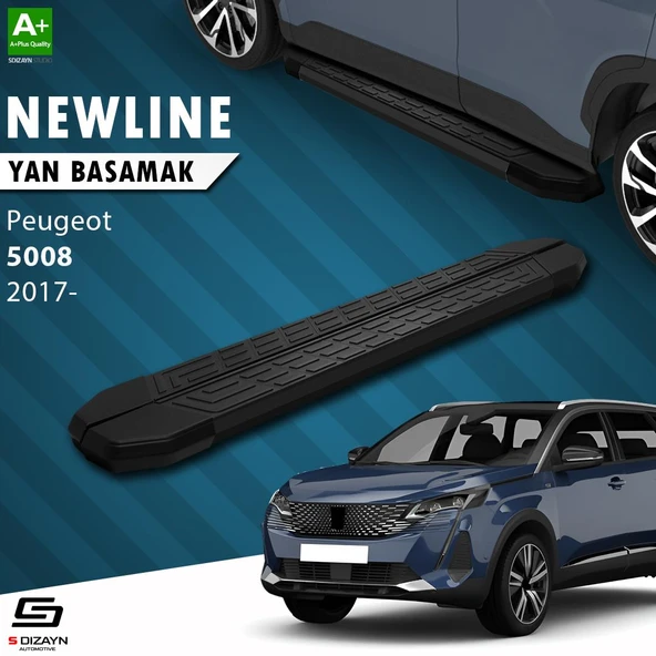 S-Dizayn Peugeot 5008 2 NewLine Siyah Yan Basamak 203 Cm 2017-2023 A+ Kalite ürün görseli