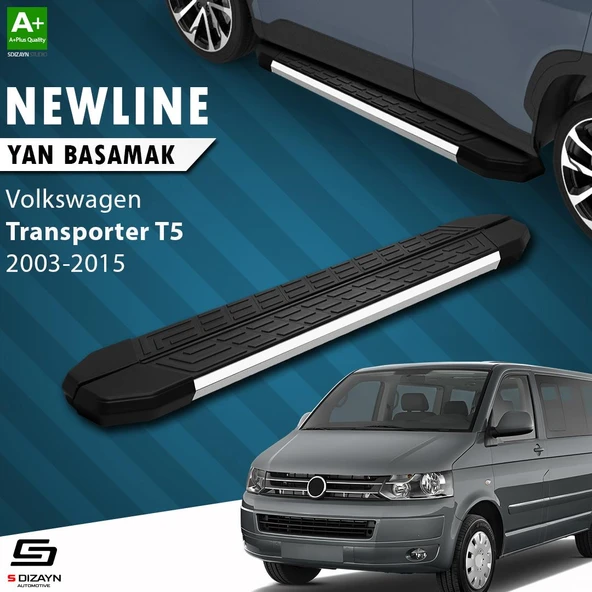 S-Dizayn VW Transporter T5 Kısa Şase NewLine Krom Yan Basamak 213 Cm 2003-2010 A+ Kalite ürün görseli