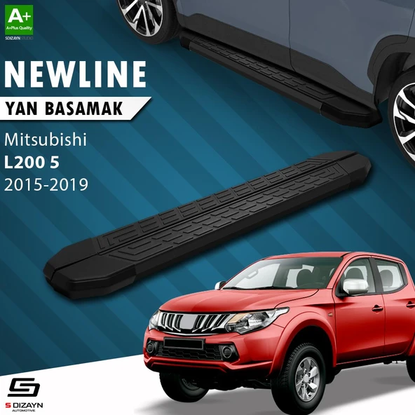 S-Dizayn Mitsubishi L200 5 NewLine Siyah Yan Basamak 193 Cm 2015-2019 A+ Kalite ürün görseli