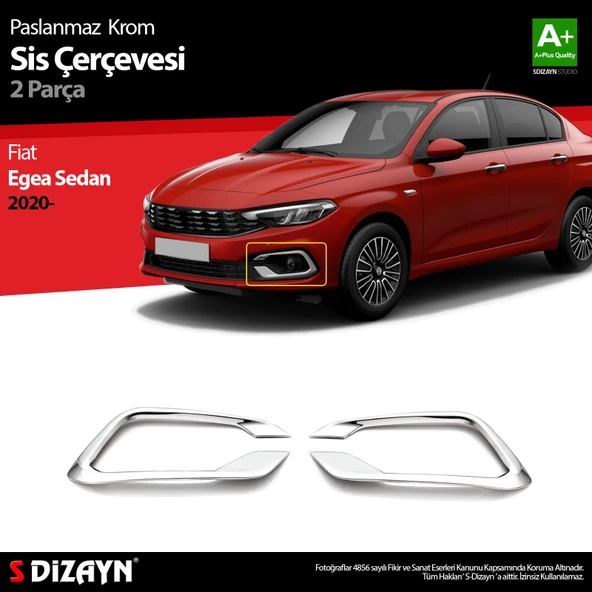 S-Dizayn Fiat Egea Sedan Krom Sis Çerçevesi 2 Prç. 2020 Üzeri ürün görseli