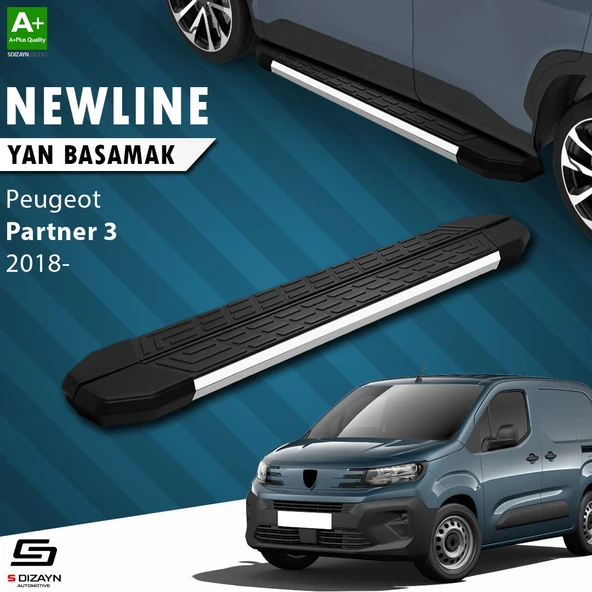 S-Dizayn Peugeot Partner 3 NewLine Krom Yan Basamak 203 Cm 2018 Üzeri A+ Kalite ürün görseli