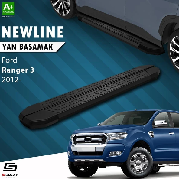 S-Dizayn Ford Ranger 3 NewLine Siyah Yan Basamak 203 Cm 2012-2022 A+ Kalite ürün görseli