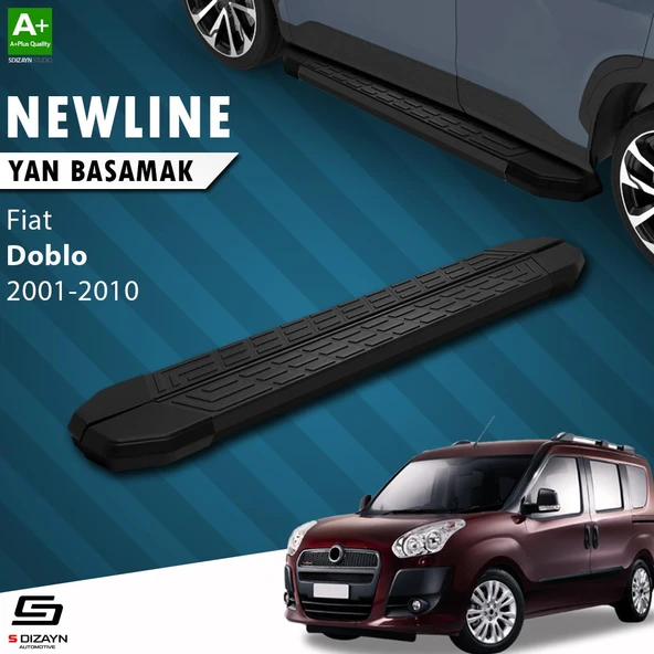 S-Dizayn Fiat Doblo Uzun Şase NewLine Siyah Yan Basamak 223 Cm 2001-2010 A+ Kalite ürün görseli