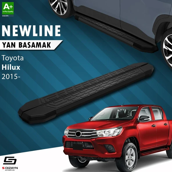 S-Dizayn Toyota Hilux 8 NewLine Siyah Yan Basamak 203 Cm 2015 Üzeri A+ Kalite ürün görseli